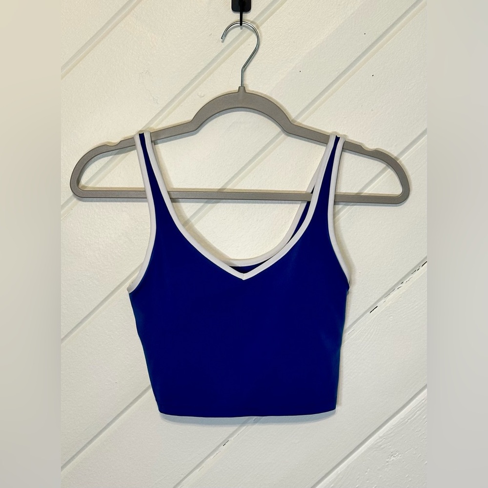 OFFLINE by Aerie Real Me Low Key Longline Sports Bra in Anniversary Blue, Small